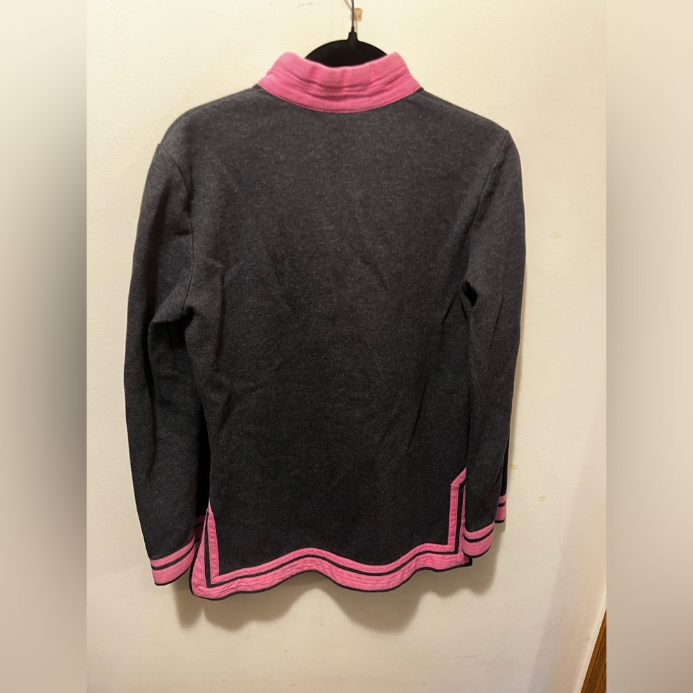 Tory Burch Gray & Pink Mock Neck Long Sleeve Tunic Sweater Top Sz XS - Picture 6 of 9